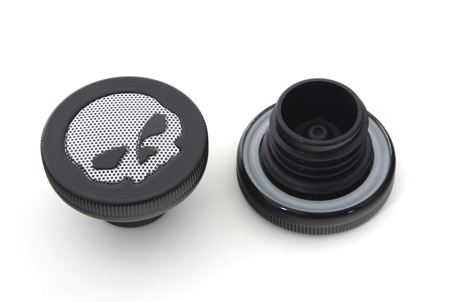 Black Skull Style Vented and Non-Vented Gas Cap Set