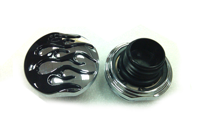 Flame Style Vented and Non-Vented Gas Cap Set Black & Chrome