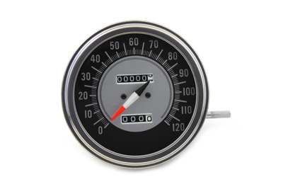 Speedometer 1:1 Ratio Black & Silver for 1962-1983 Big Twins