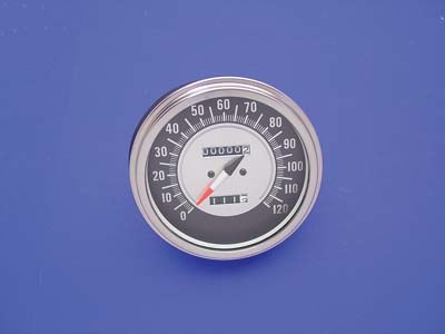 Speedometer 1:1 Ratio Black & Silver for 1962-1983 Big Twins