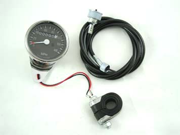 Mini 60mm Speedometer Kit with 2:1 Ratio for Harley & Customs