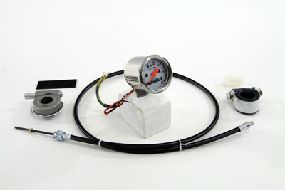 Mini 48mm Speedometer with 2:1 Ratio White Face w/ LED