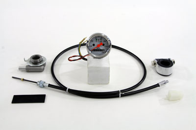 Mini 48mm Speedometer with 2:1 Ratio White Face w/ LED