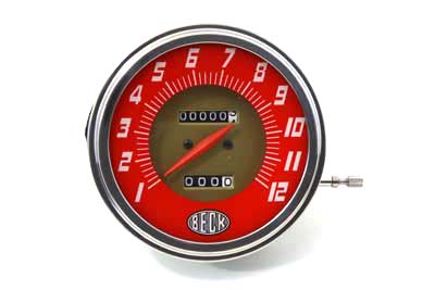 Replica Speedometer w/ 2:1 Ratio Red & Gold for 1936-61 Big Twins