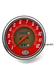 Replica Speedometer w/ 1:1 Ratio Red & Gold for 1962-83 Big Twins