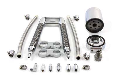 Dual Tube Vertical Style Oil Cooler Kit for 1986-99 Harley Softails