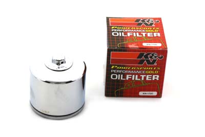 K&N Spin On Hex Oil Filter Chrome for 1980-84 Big Twins & XL Harley
