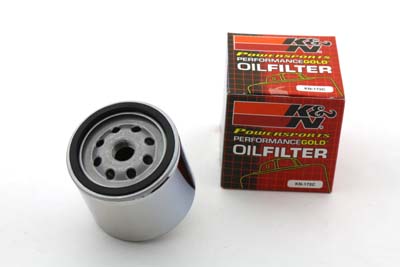 K&N Spin On Hex Oil Filter Chrome for 1980-84 Big Twins & XL Harley