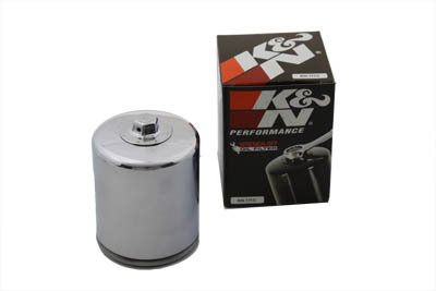 K&N Spin On Hex Oil Filter Chrome for 1999-UP Harley Big Twins