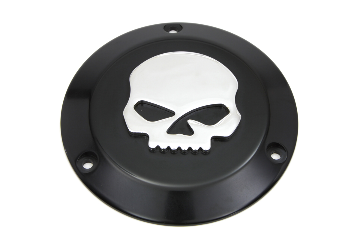Skull Derby Cover Chrome-Black for 1970-98 Big Twins