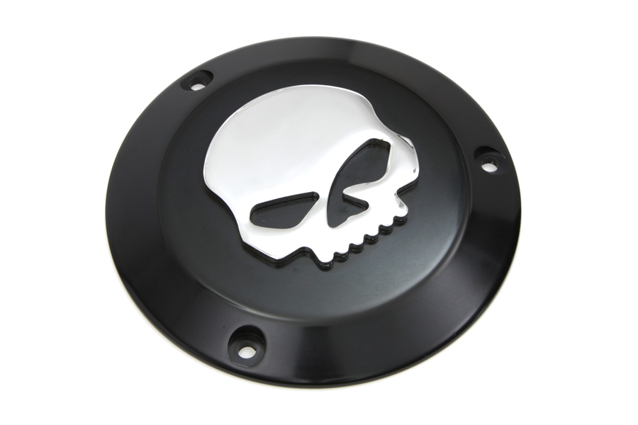 Skull Derby Cover Chrome-Black for 1970-98 Big Twins