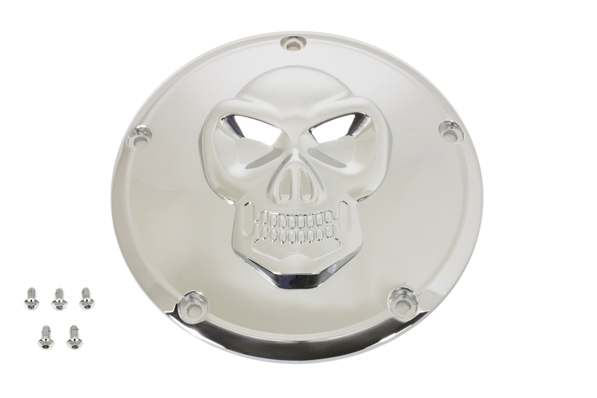 Skull Derby Cover Chrome for 1999-UP Big Twins