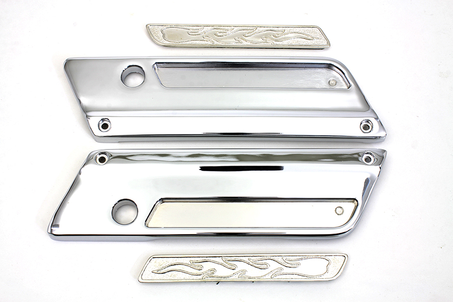 Saddlebag Latch Cover Set with Flame Insert for FLT 1993-2013