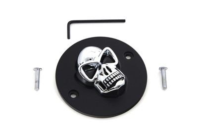 Black Skull Style Point Cover 2-Hole for Harley 1984-UP Big Twins & XL