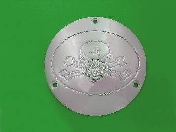 Chrome Skull-Bones Derby Cover for 1970-98 Harley Big Twins
