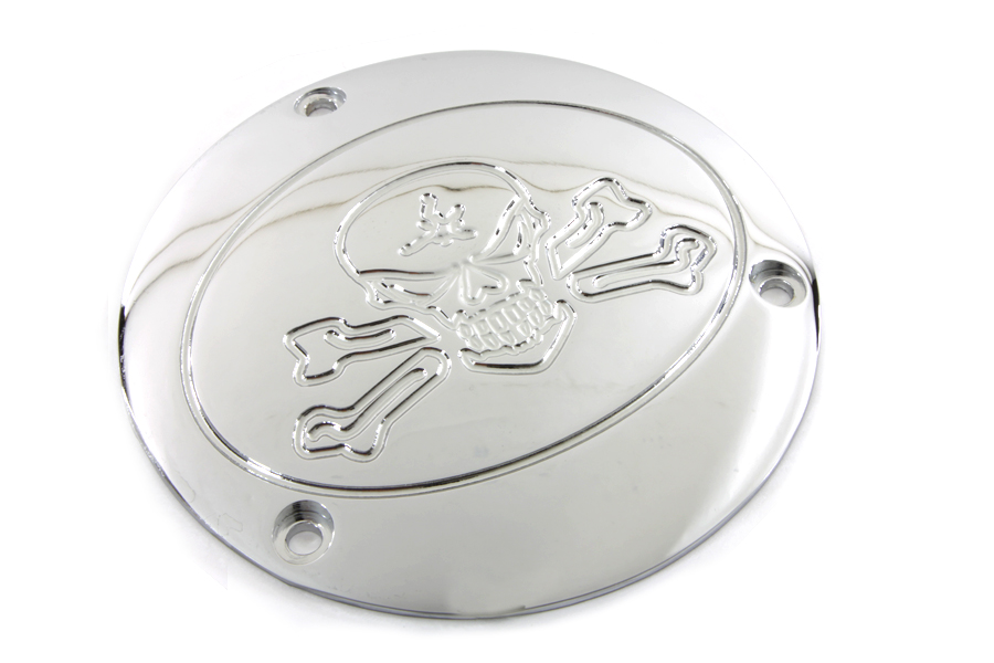 Chrome Skull-Bones Derby Cover for 1970-98 Harley Big Twins