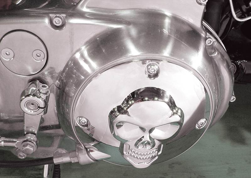 Skull Clutch Inspection Cover Chrome for XL 1994-03 Sportsters