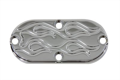 Oval Inspection Chrome Flame for Harley 1970-2006 Big Twins