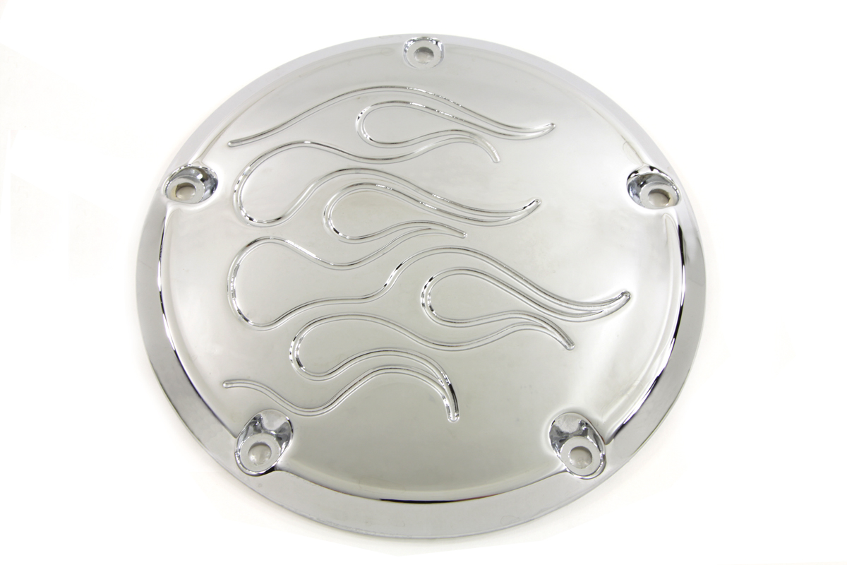 Chrome 1999-UP Big Twins 5-Hole Flame Derby Cover