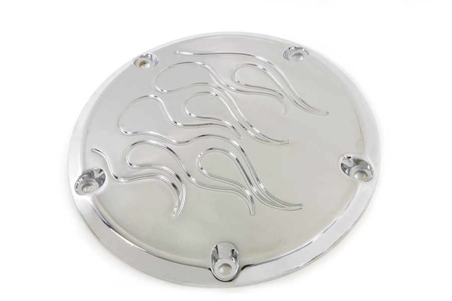 Chrome 1999-UP Big Twins 5-Hole Flame Derby Cover