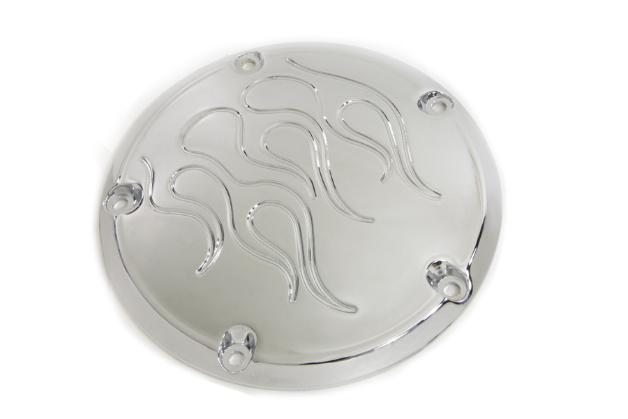 Chrome 1999-UP Big Twins 5-Hole Flame Derby Cover