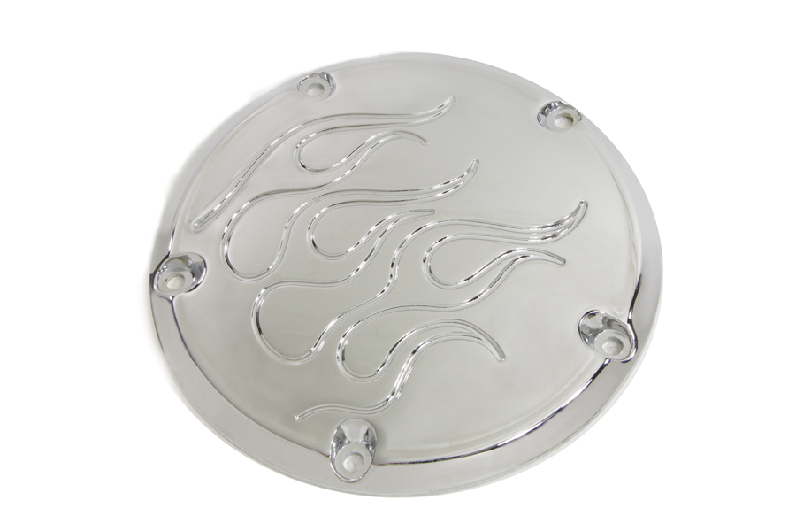 Chrome 1999-UP Big Twins 5-Hole Flame Derby Cover