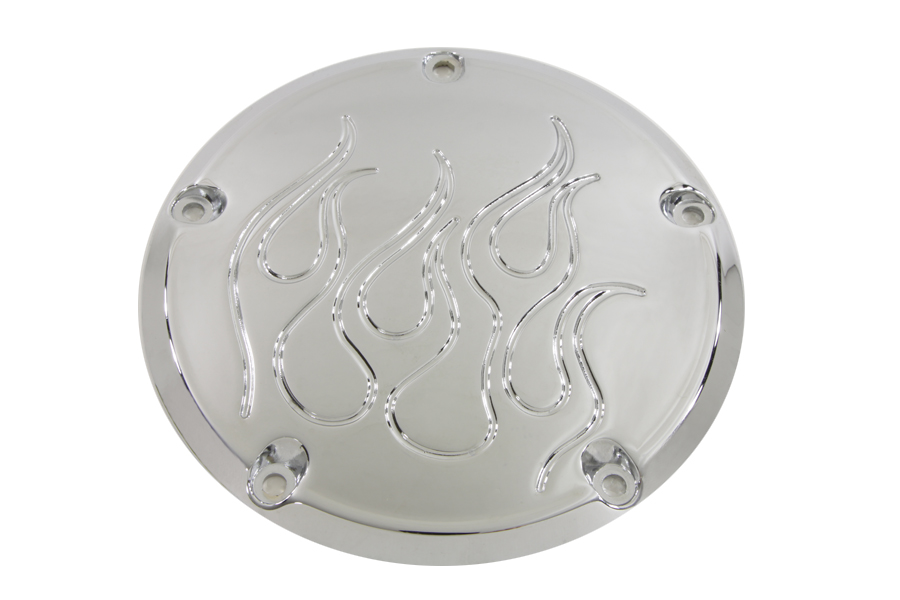 Chrome 1999-UP Big Twins 5-Hole Flame Derby Cover