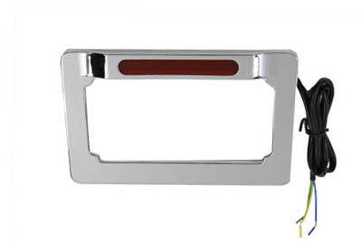 License Plate Frame Chrome Billet with LED Top Lamp 4" x 7"