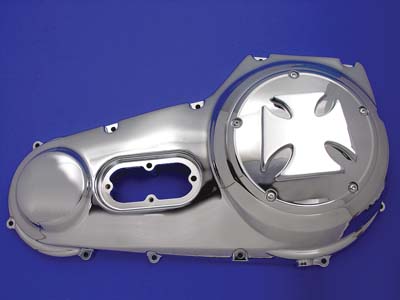 Chrome 5-Hole Maltese Cross Derby Cover for 1999-up Harley Big Twins