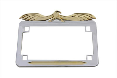 License Plate Frame Flying Eagle Style Gold Inlay for 4" x 7" Plates