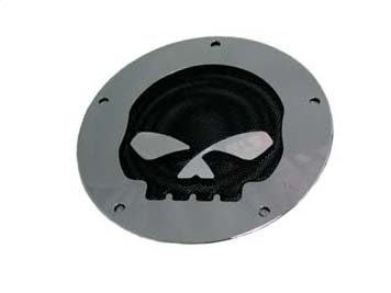 Chrome w/ Black Mesh Skull Derby Cover for 1999-UP Harley Big Twins