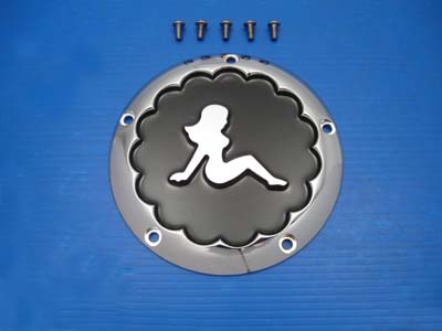 Chrome Trucker Girl 5-Hole Derby Cover for Harley 1999-UP