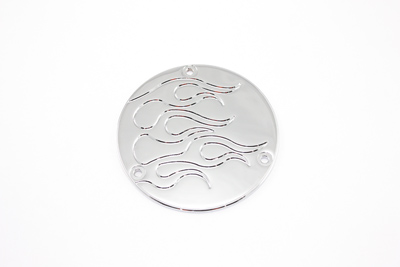 Flame Derby Cover Chrome for 1970-1998 Big Twins