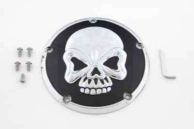 Skull Design 5 Hole Derby Cover Chrome for 1999-2006 FXD & FXST
