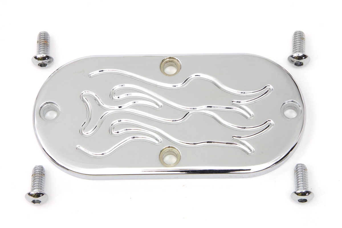 Oval Inspection Chrome Flame for 1984-2006 Softails