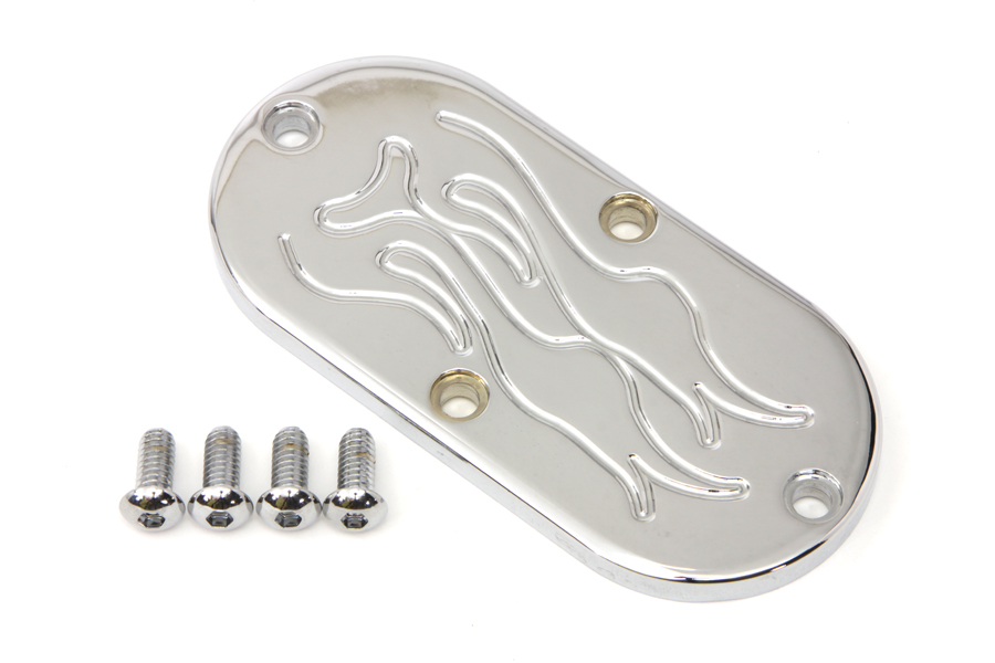 Oval Inspection Chrome Flame for 1984-2006 Softails