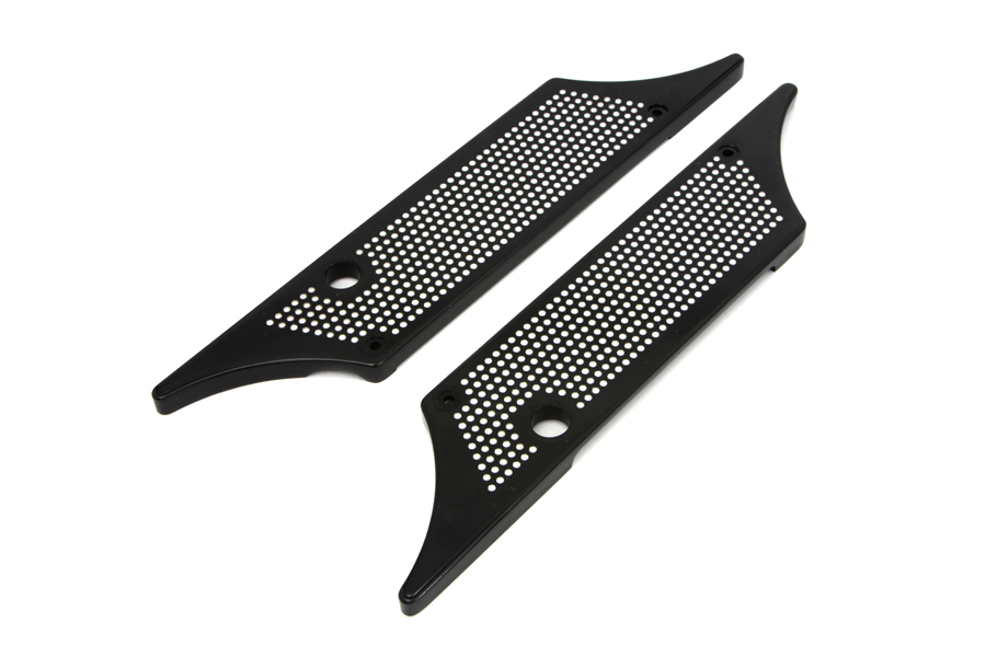 Black Perforated Winged Saddlebag Latch Set for FLT 1993-2013