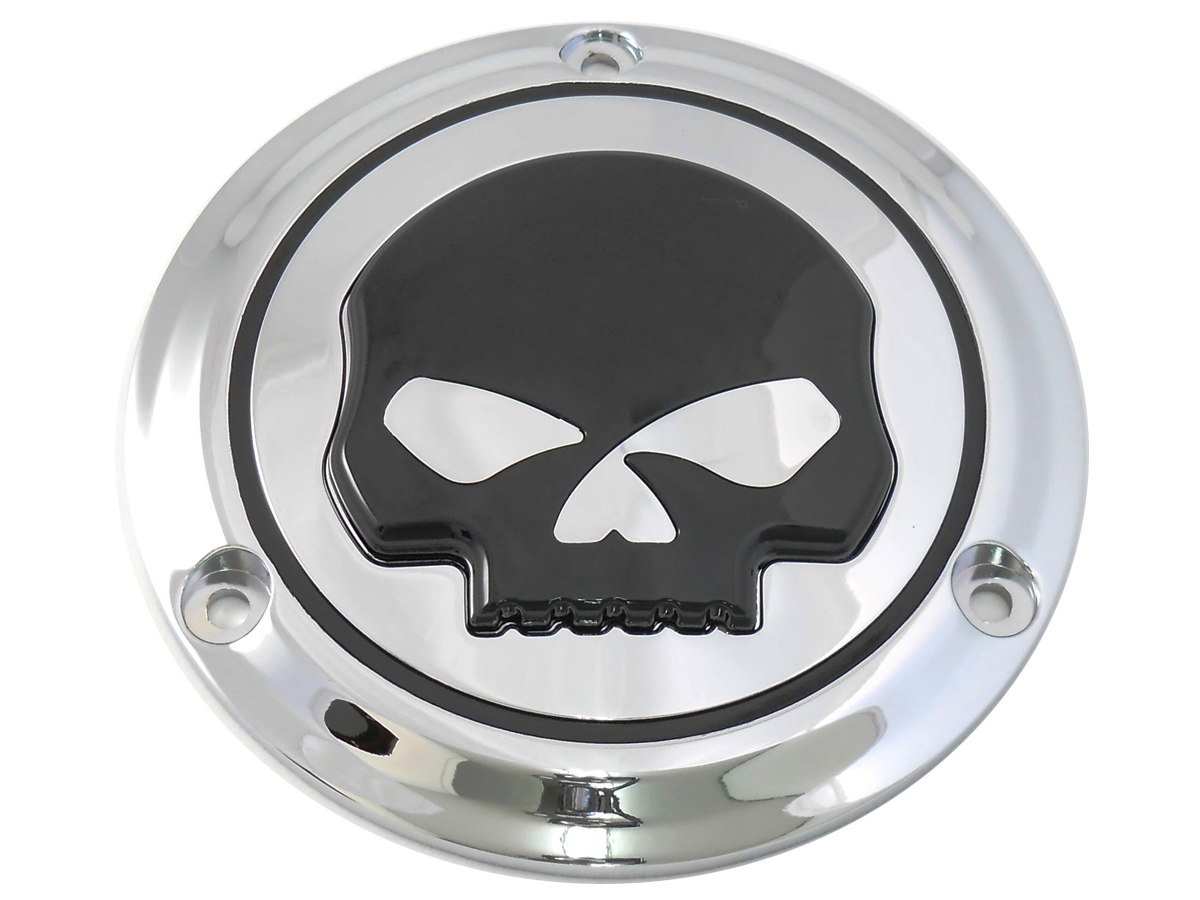 Black Skull Chrome Derby Cover for 1970-1998 Big Twins