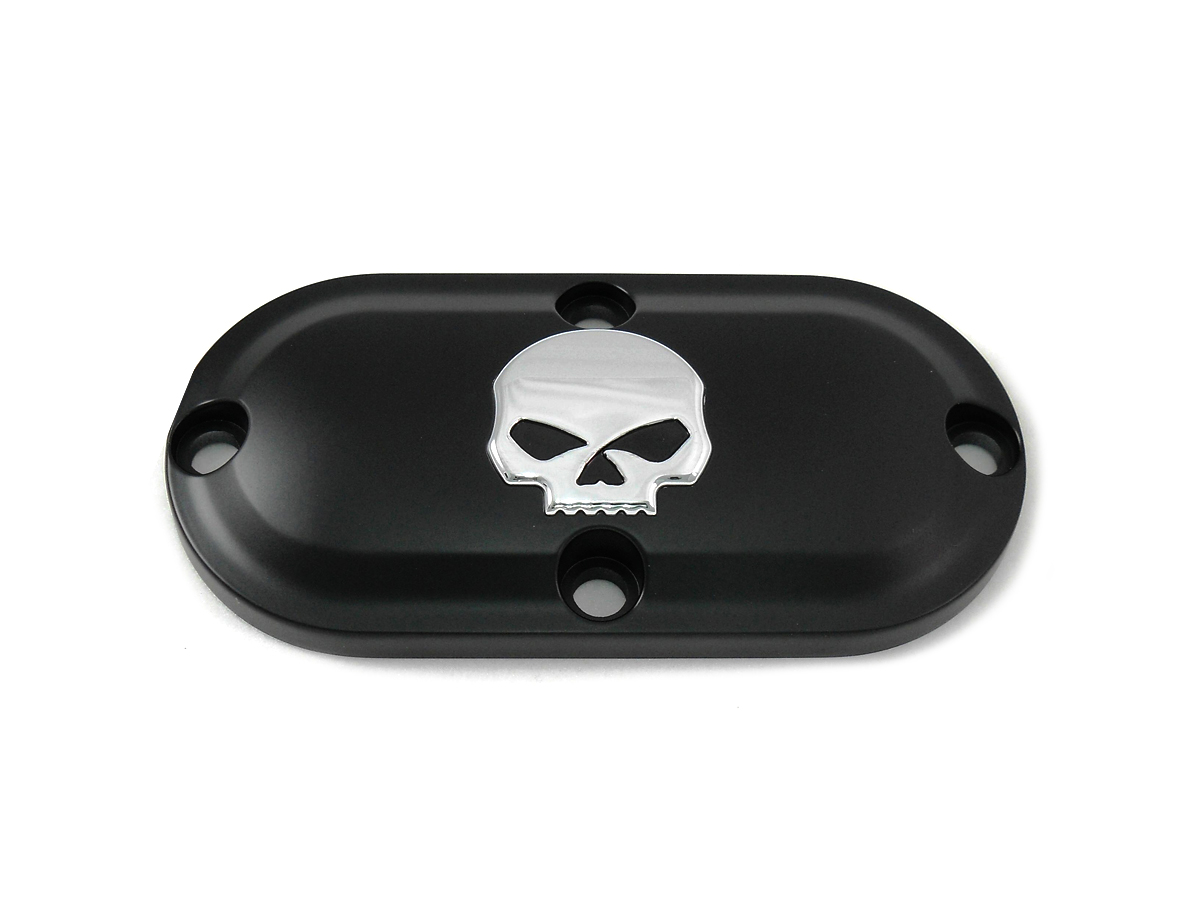 Chrome Skull Inspection Cover Black for 1984-2006 Big Twins