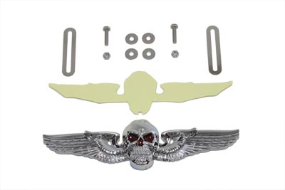 Skull Wing License Plate Ornament 10-1/2" Long