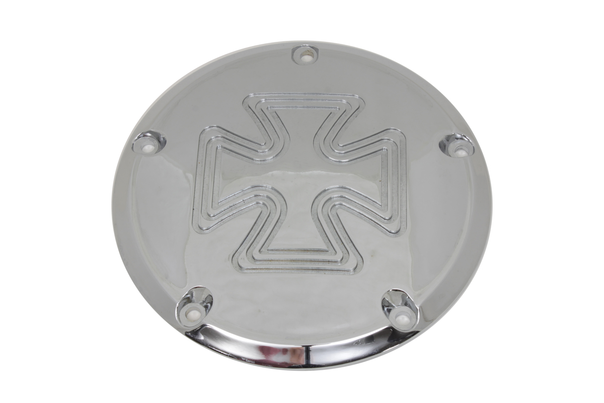 Cross Derby Cover Chrome Billet 5 Hole for 1999-UP Big Twins