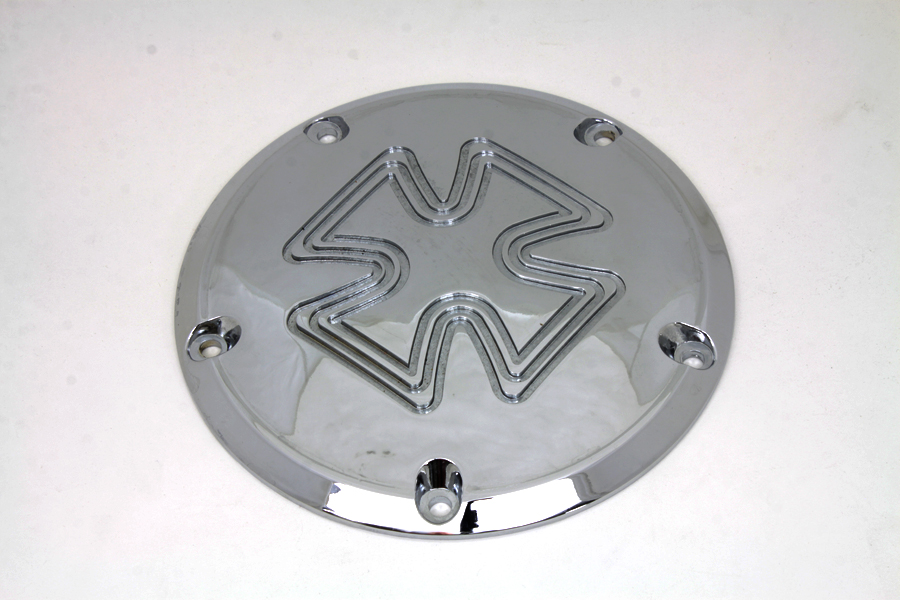 Cross Derby Cover Chrome Billet 5 Hole for 1999-UP Big Twins