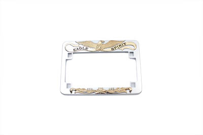 License Plate Frame Eagle Spirit Style Gold Inlay for 4" x 7" Plates