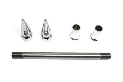 Chrome Front Axle Kit 5/8" OD 9" Long Spike Style for Harley
