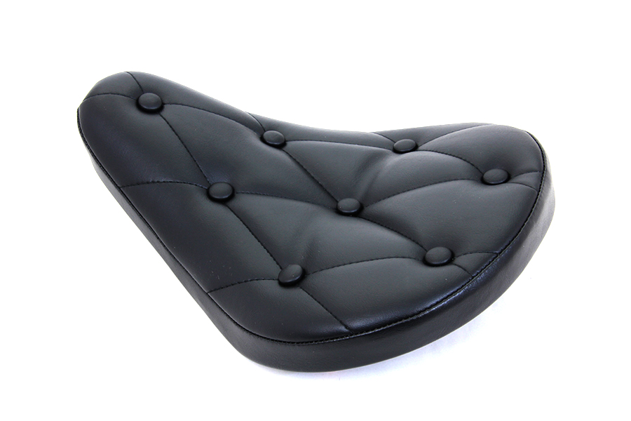 Black Vinyl Solo Seat with Buttons, 12-1/2" Long, 10" Wide