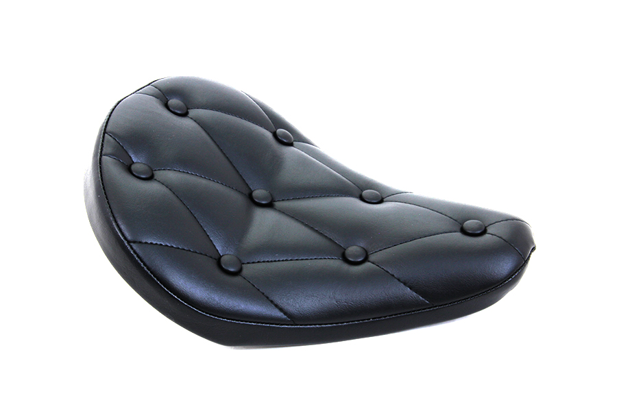 Black Vinyl Solo Seat with Buttons, 12-1/2" Long, 10" Wide