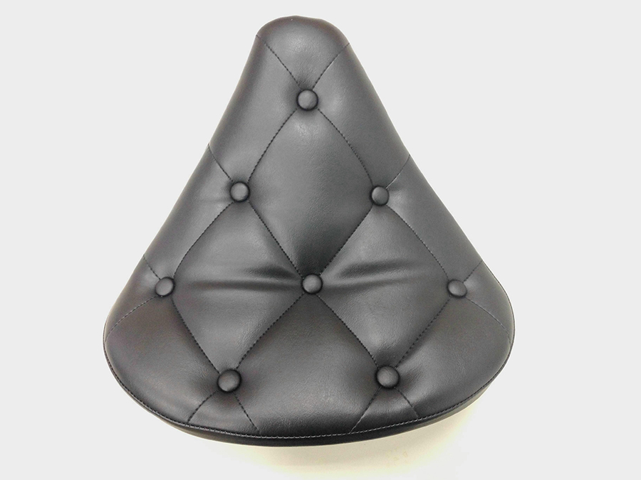 Black Vinyl Solo Seat with Buttons, 13" Long, 14" Wide