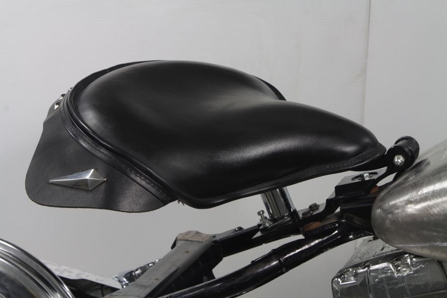 Black Leather Police Style Solo Seat for 1929-84 Harley Big twins