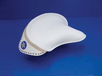 White Leather Solo Seat with Skirt for 1929-84 Harley Big Twins
