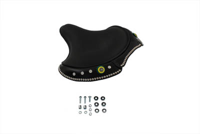 Black Leather Solo Seat w/ Heavy Skirt for 1929-84 Harley & Customs